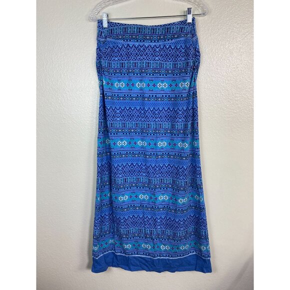Kuhl Maxi Skirt size XS Blue Geometric Boho Festival Pull on Jersey Hippie - Picture 13 of 14